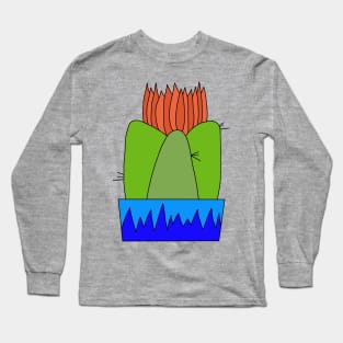 Cute Cactus Design #38: Red Flame Cactus Long Sleeve T-Shirt